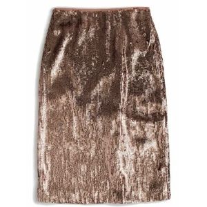 J Crew Rose Gold Sequin Pencil Skirt
